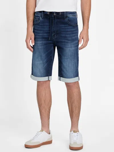 Guess Factory Linus Knit Denim Shorts In Blue