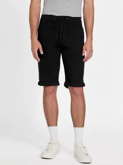 GUESS FACTORY LINUS LOGO KNIT DENIM SHORTS