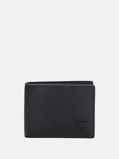 Guess Factory Lizard Matt Bifold Wallet In Black