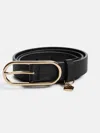 Guess Factory Lock Charm Oval Buckle Belt In Black