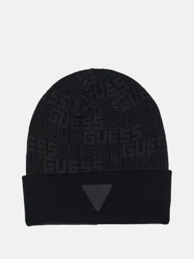 Guess Factory Logo Beanie In Black