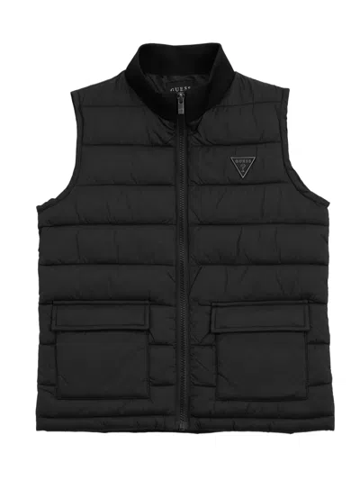 Guess Factory Kids' Logo Puffer Vest In Black