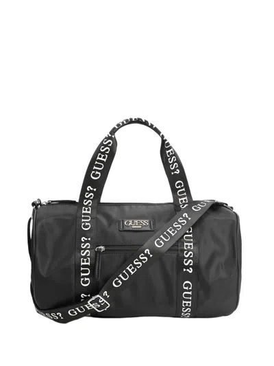 Guess Factory Logo-tape Duffle Bag In Black