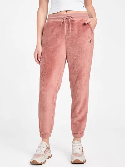 Guess Factory Lolly Sherpa Joggers In Pink