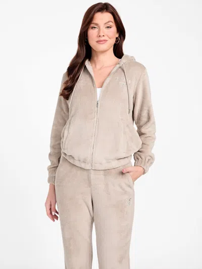Guess Factory Lolly Sherpa Zip Hoodie In Multi