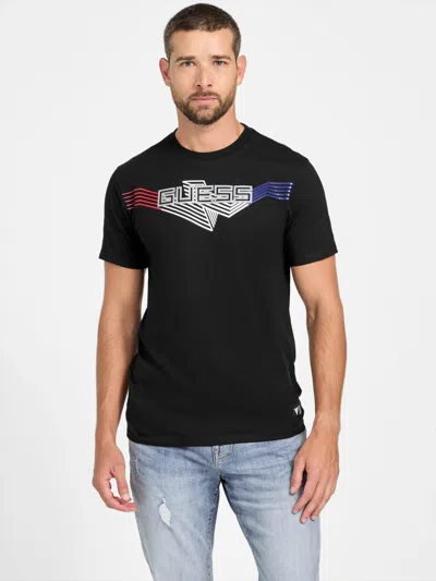 Guess Factory Lomey Logo Tee In Black
