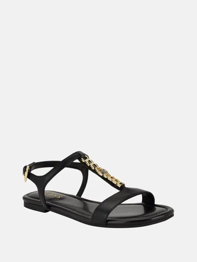 Guess Factory Lookon Chain Strap Sandals In Black