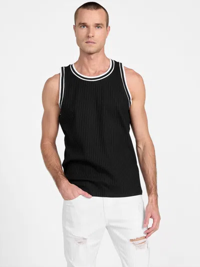 Guess Factory Lucas Ribbed Tank In Black