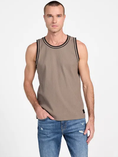 Guess Factory Lucas Ribbed Tank In Brown
