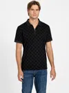 Guess Factory Lucio Quarter-zip Diamond Polo In Black