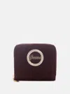 Guess Factory Lumina Faux-suede Small Zip-around Wallet In Burgundy