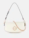 Guess Factory Lumina Logo Shine Shoulder Bag In White