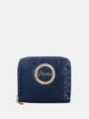 Guess Factory Lumina Logo Shine Small Zip-around Wallet In Blue