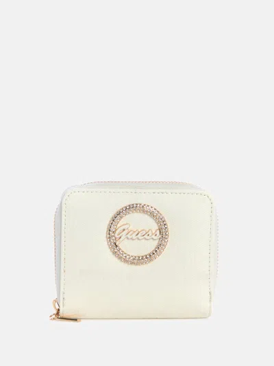 Guess Factory Lumina Logo Shine Small Zip-around Wallet In White