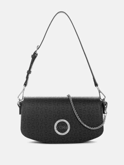 Guess Factory Lumina Logo Shoulder Bag In Black