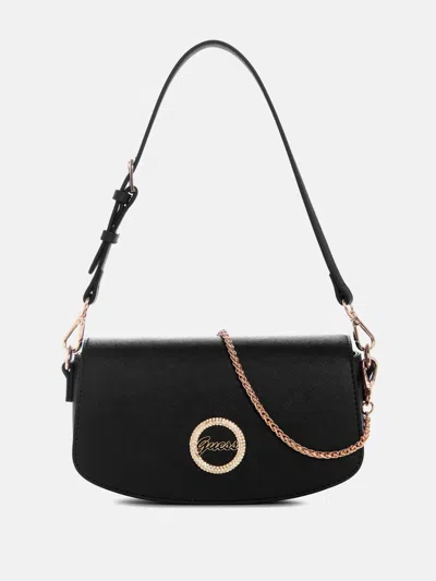 Guess Factory Lumina Saffiano Shoulder Bag In Black