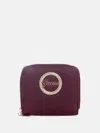 Guess Factory Lumina Saffiano Small Zip-around Wallet In Burgundy