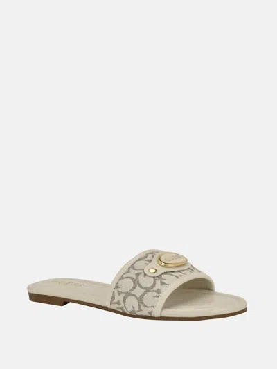Guess Factory Lyndons Logo Slide Sandals In Neutral
