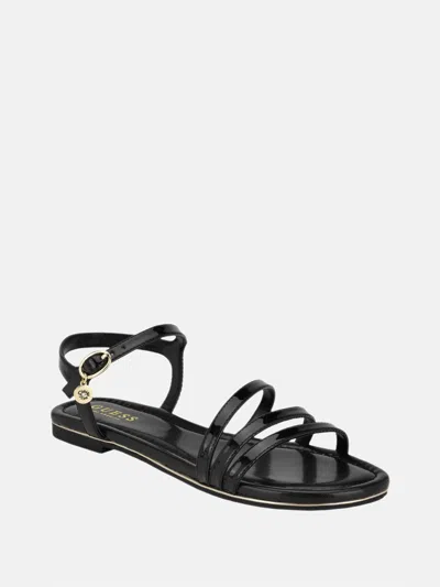 Guess Factory Lyndy Patent Faux-leather Sandals In Black