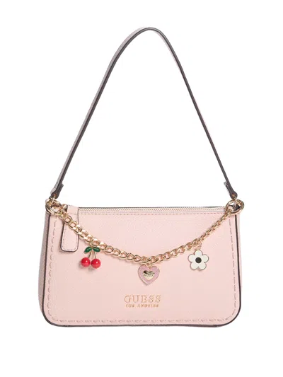 Guess Factory Lynne Charm Shoulder Bag In Pink