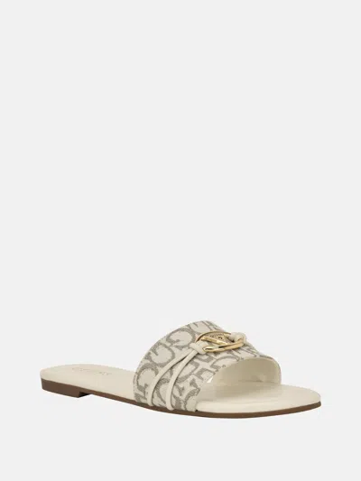 Guess Factory Lynzy Logo Beach Slides In White