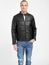Guess Factory Mack Faux-leather Moto Jacket In Black