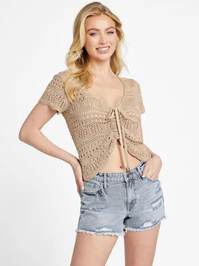 Guess Factory Madison Crochet Top In Beige