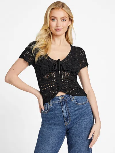Guess Factory Madison Crochet Top In Black