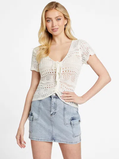 Guess Factory Madison Crochet Top In White