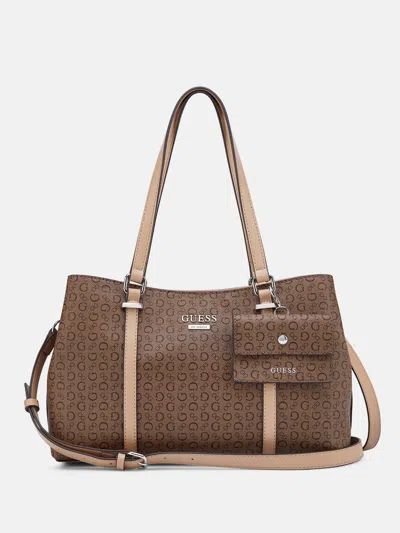 Guess Factory Madwelle Logo Satchel In Brown