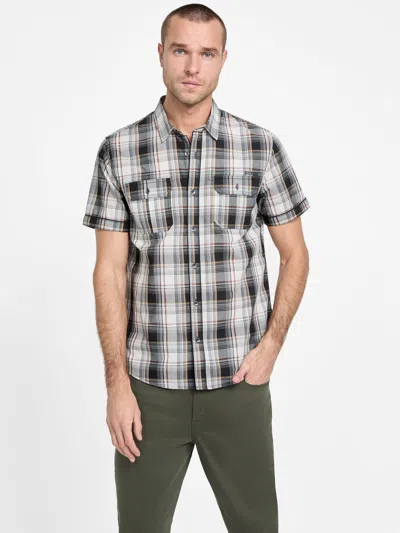Guess Factory Malcome Plaid Pocket Shirt In Black
