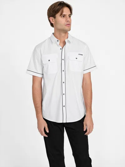 Guess Factory Malcome Poplin Short-sleeve Shirt In White