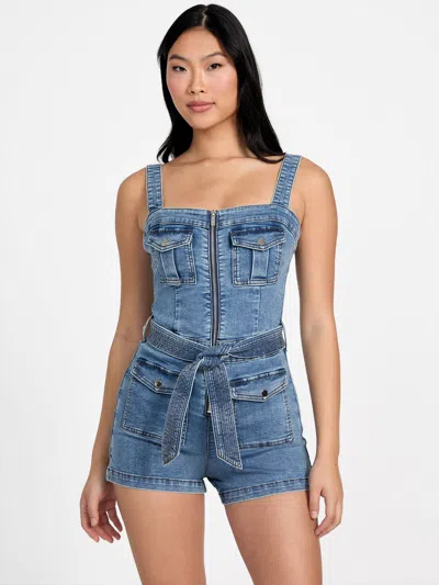 Guess Factory Marina Denim Romper In Multi