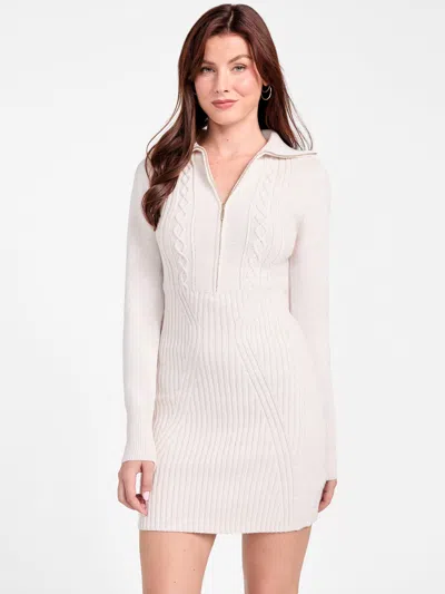 Guess Factory Marissa Cable-knit Zip Dress In Grey