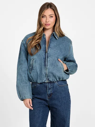 Guess Factory Marissol Balloon Denim Jacket In Blue
