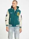 Guess Factory Mark Hooded Varsity Jacket In Multi