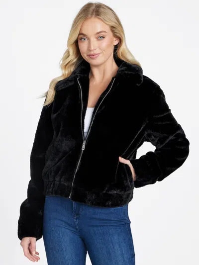 Guess Factory Marlin Faux-fur Jacket In Black