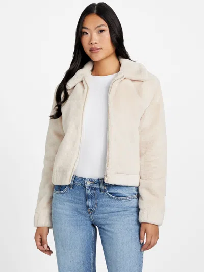 Guess Factory Marlin Faux-fur Jacket In Gray