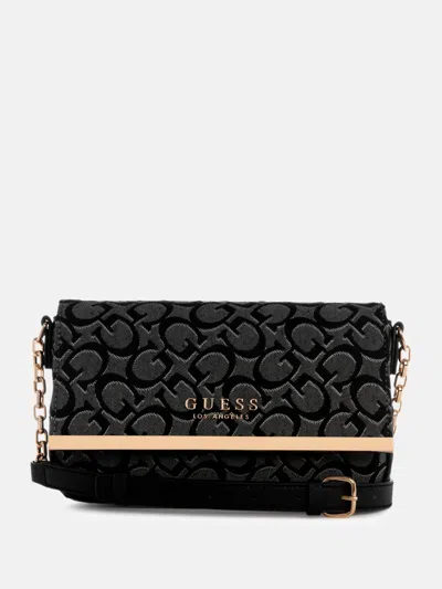 Guess Factory Marva Jacquard Logo Crossbody In Gray