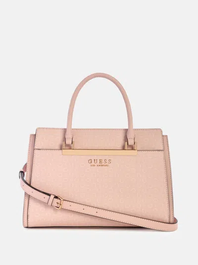 Guess Factory Marva Logo Satchel In Pink
