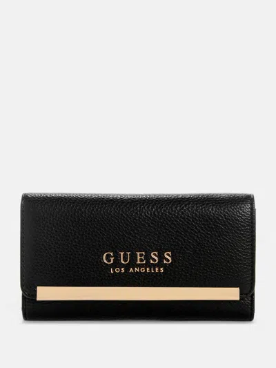 Guess Factory Marva Slim Clutch Wallet In Black