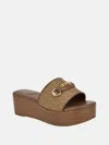 Guess Factory Matties Wooden Platform Sandals In Brown