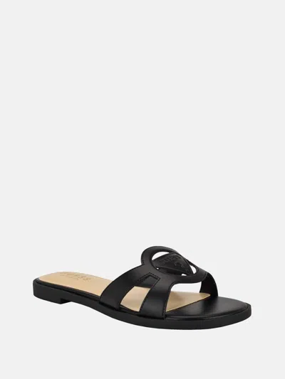 Guess Factory Mazzie Cutout Guess Slide Sandals In Black