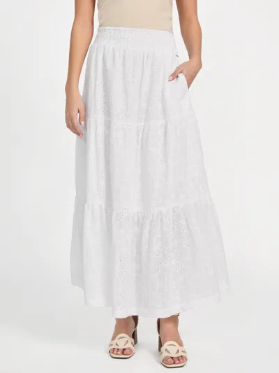 Guess Factory Melody Eyelet Maxi Skirt In White