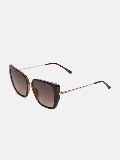Guess Factory Metal And Plastic Cat-eye Sunglasses In Brown