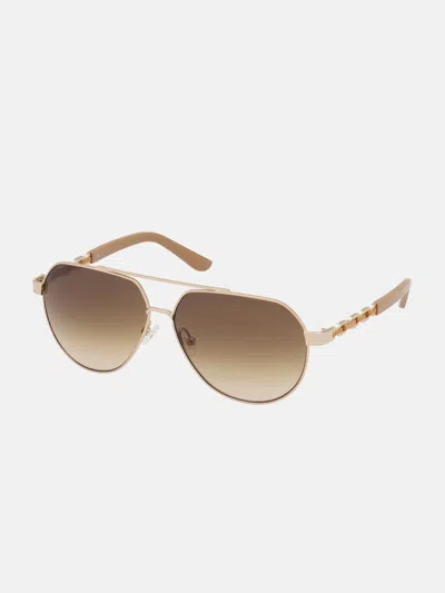 Guess Factory Metal Aviator Sunglasses In Gold