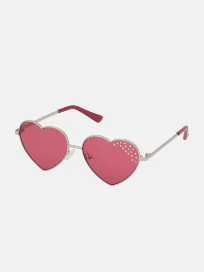 Guess Factory Metal Heart Sunglasses In Pink