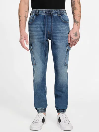 Guess Factory Mickie Denim Cargo Joggers In Multi