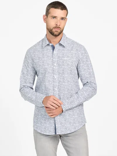 Guess Factory Micro Woven Shirt In Blue