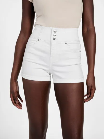 Guess Factory Milan High-rise Denim Corset Shorts In White